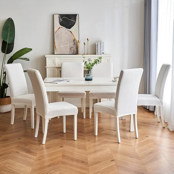 Stolsöverdrag Modernt Matsalsstolsöverdrag Inomhus Stretch Vit Stolsöverdrag 6-pack Sittskydd C