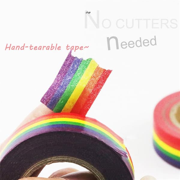 100CM Färgglad Regnbåge Självhäftande Papperstejp Skola Kontorsmaterial DIY Scrapbooking Pappershandel [DB]