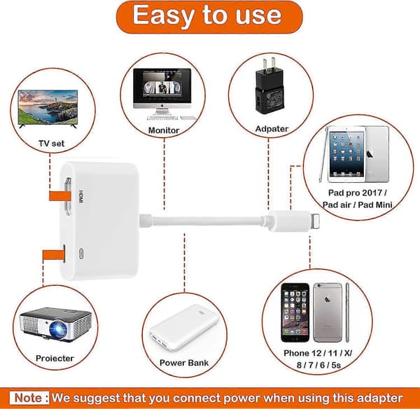HDMI-adapter til iPhone til TV 1080p Digital AV Kompatibel med iPad[JUN]