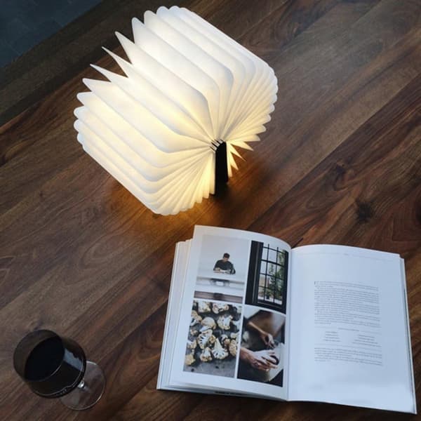 Træfoldbar LED-boglampe, Mini oplyst boglampe USB-opladning
