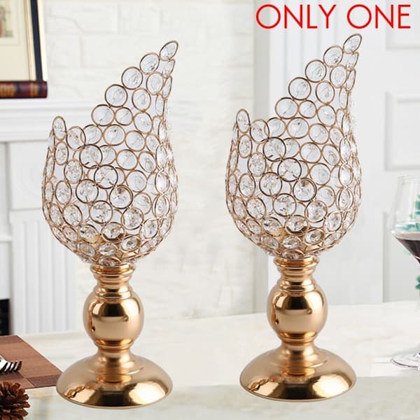 Gold Plated Iron Flower Petal Candlestick Decoration Wedding Props Home Decoration Small