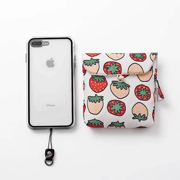 1 stk. sød bomuldsbindpose, opbevaring til menstruationskop, holder til ammeindlæg, 13 x 13 cm vaskbar organizer, multifunktionel pung