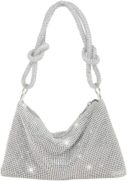 Women's Crossbody Bag, Silver Clutch Bag, Handbag