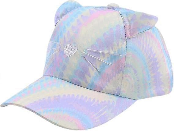 Girls Baseball Cap, Colorful Cat Summer Cap Adjustable Head Circumference Caps Ponytail Cap