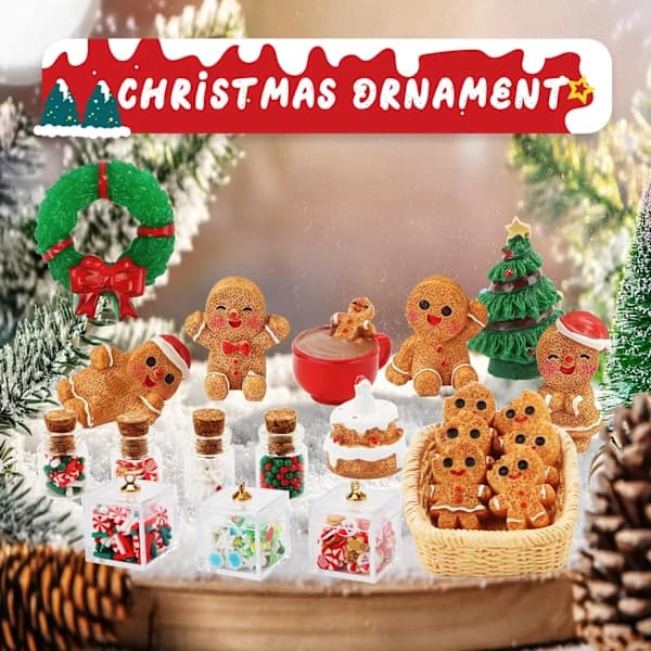 22 dele juleminiature peberkagemand tilbehør, miniature julemandssæt komplet til advent, jul