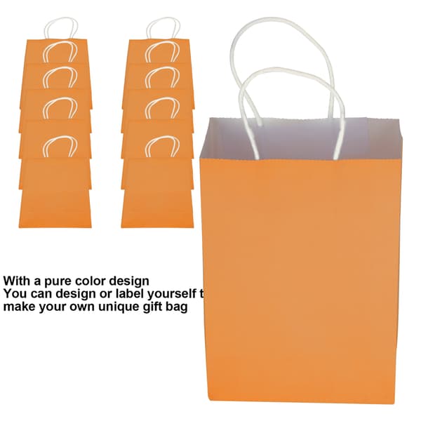 10 stk bærbar kraftpapirpose gavepose tilbehør til shopping bursdagsfester 15 x 8 x 21 cm oransje-FY-