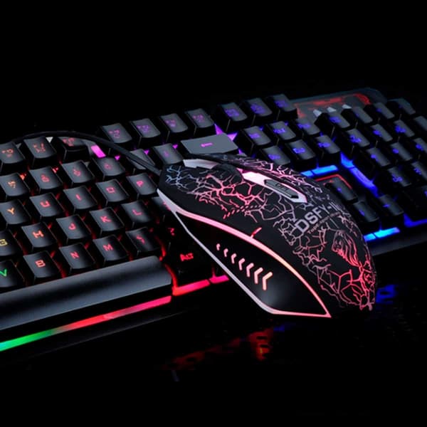 Baggrundsbelyst LED Gaming Tastatur og Mus Combo