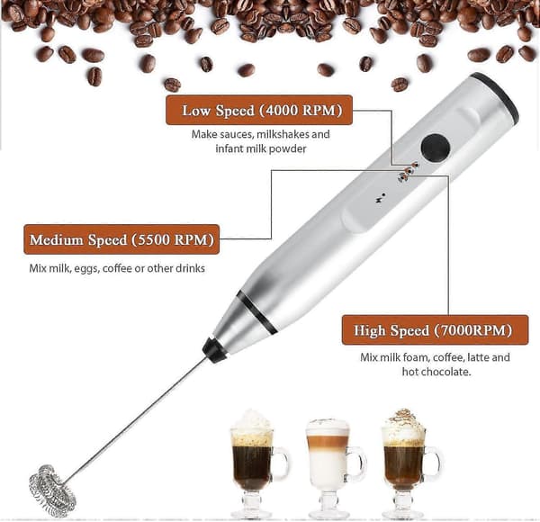Electric Milk Frother Handheld Foamer USB Egg Beater Pink