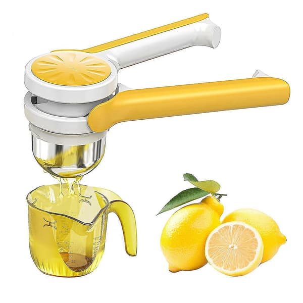 Lemon and Lime Squeezer, Hand Press for Lemons, Easy Manual Citrus Juicer, Includes Measuring Cup