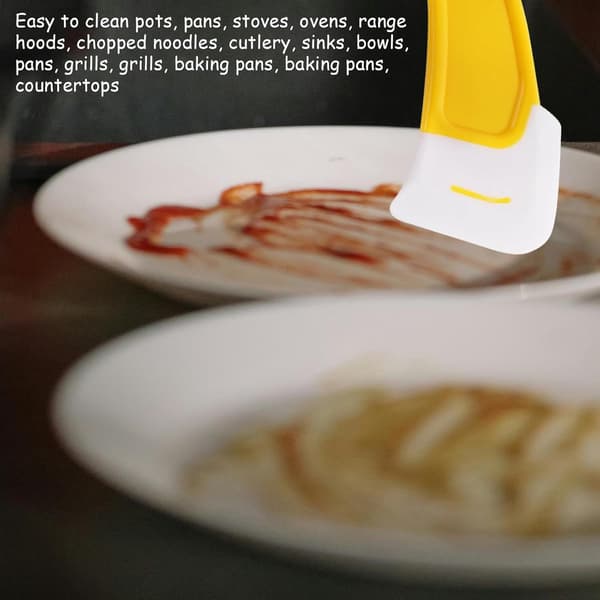 Silicone Scraper - Multifunctional Kitchen Scraper, Baking Spatula, Heat Resistant - Cleaning Tool - 14*6 cm - Yellow