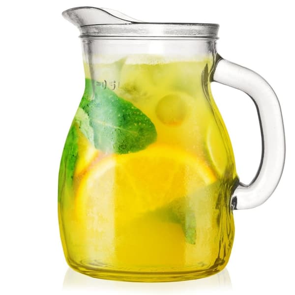 Lasikannu 500 ml nokalla ja mitta-asteikolla kaikille juomille