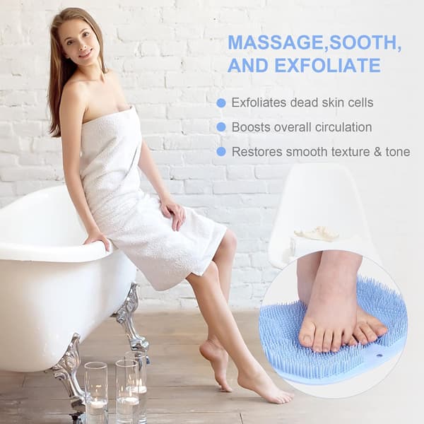 Large Foot Scrubber with Non-Slip Suction Cups for Bath and Massage (Blue)-FY-