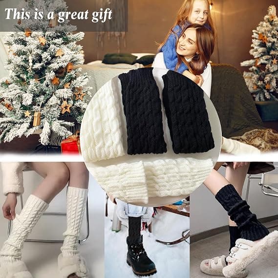4 par japanske strikkede benvarmere, trendy vintersokker [JUN]