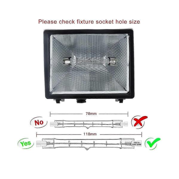 R7S Halogenlampe 118mm 200W 230V Halogenstav R7S Halogenlampe R7S Dimbar Halogenstav Lampe 6-pakning