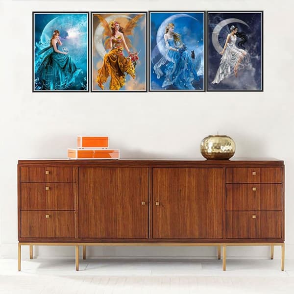 Månediamantmaling - 5D Full Diamantkunst Maleri Nummer Kit Voksen DIY Hjem Veggdekor Fe