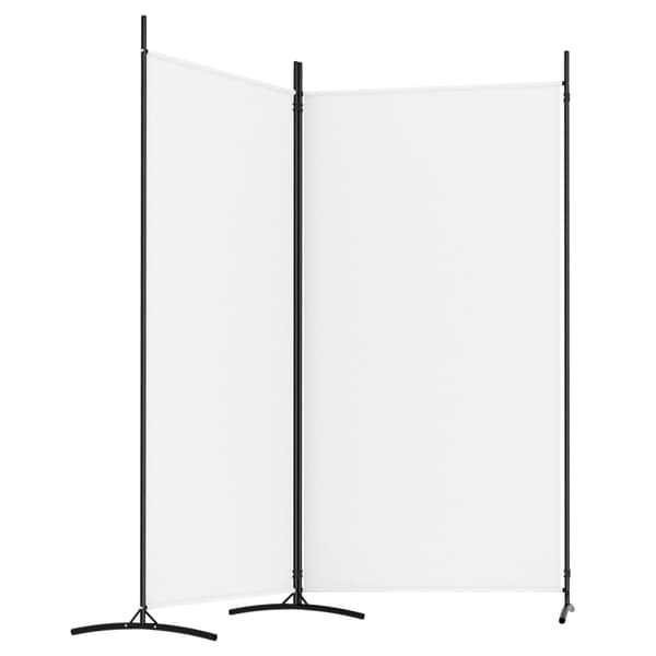 vidaXL Room Divider 2 Panel White 175x180 cm Fabric Vit 2450