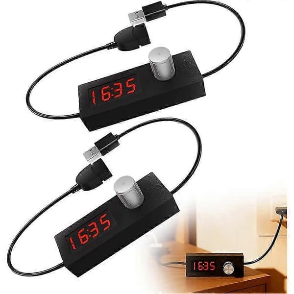 2-pakning 5V 2A USB-timeruttakskabler: USB-nedtellingstimerkabel, justerbar 24 timer og automatisk avstengningsfunksjon Utgave 0428
