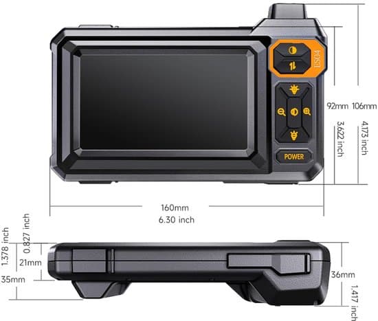 Inspection Camera with Screen – 5 Meter Cable – 4.3-inch LCD Screen with Illumination – 180-Degree Rotation – Waterproof – Waterproof Pipe Endoscope