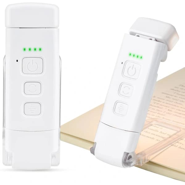 Rechargeable Reading Light, 3 Modes & 5 Adjustable Brightness Levels, Clip-on Book Light for Bed, Portable Lamp Clip