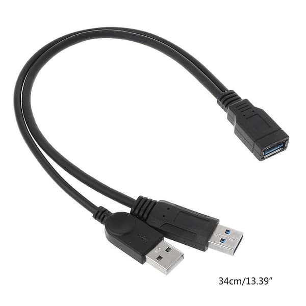 USB 2.0 A Han til USB Hun 2 Dobbelt Strømforsyning USB Hun Splitter