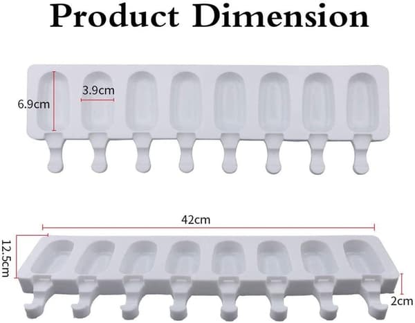 Isform 8 stk Mini Cakesicles Silikoneform + 50 stk Ispinde Vit white