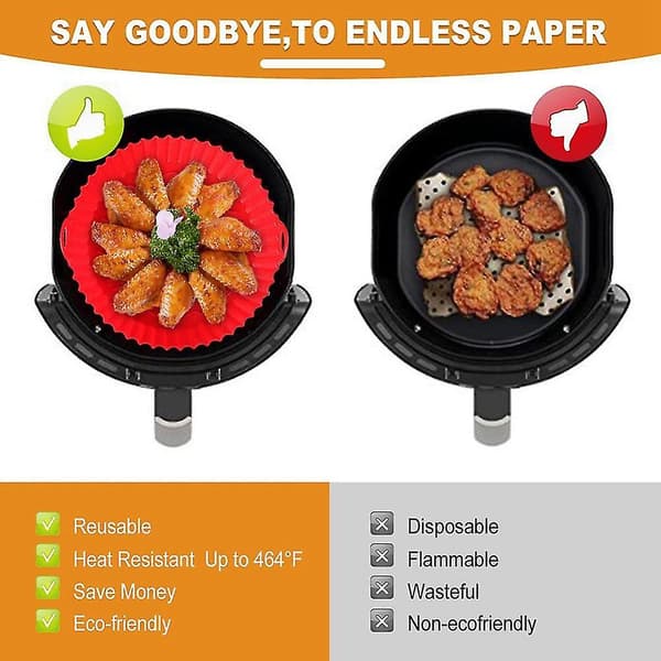 Silikoneindsats, genanvendelig Airfryer-kurv, varmebestandig, indsatser