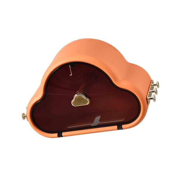Wall-mounted tissue holder with side hooks, waterproof, vibrant orange, for bathroom