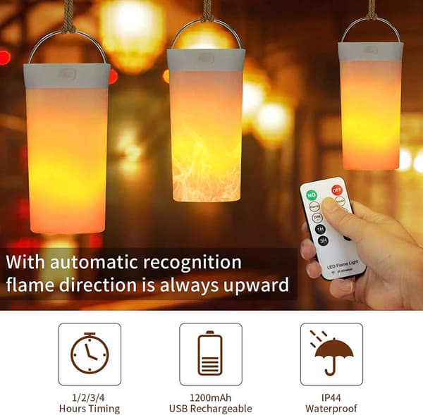 LED-flame lamp, USB rechargeable flame night light, waterproof