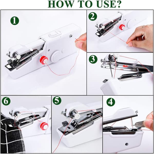 1PC White Mini Portable Sewing Machine, Handheld Portable Elec