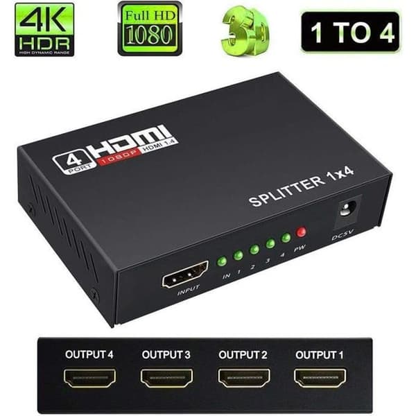 HDMI Splitter - Uspecificeret - 1x4 - 4 Porte - 1080p Fuld HD - 3D-kompatibel