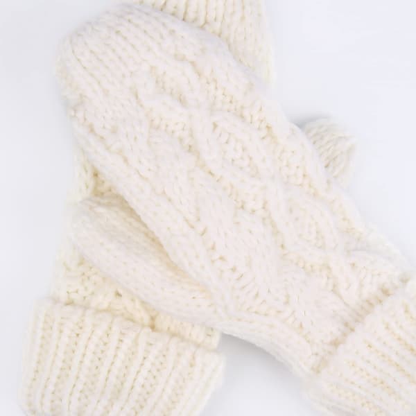 Damehandsker Vanter, Vinter Termiske Handsker Termiske Kabel Strikkede Termiske Handsker Dame Tykke Fleeceforede Isolerende Termiske Handsker (1 Par)