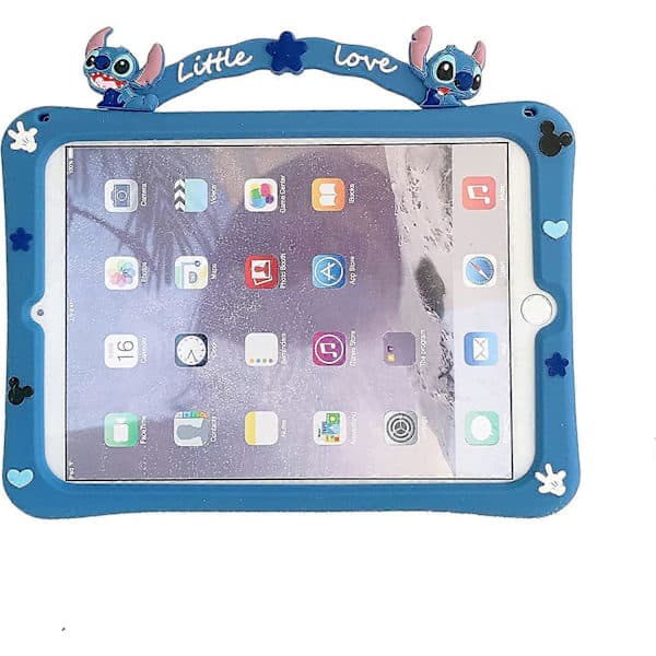 iPad 11 tommer 2018 - farverigt tegneserieetui til Stich, blødt stødsikkert silikonecover med foldbart stativ