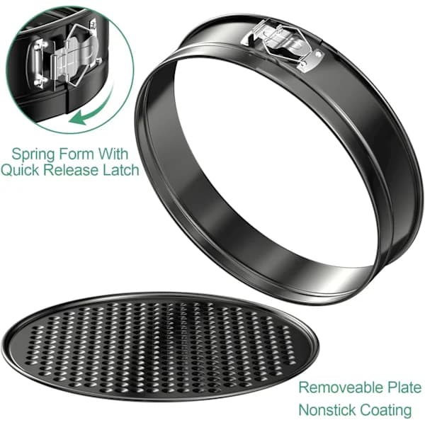 3 stk Runde Springformer, 12/18/22cm Runde Kakeformer, Non-Stick Sett Rustfritt Stål Springformer Avtakbar Bunn