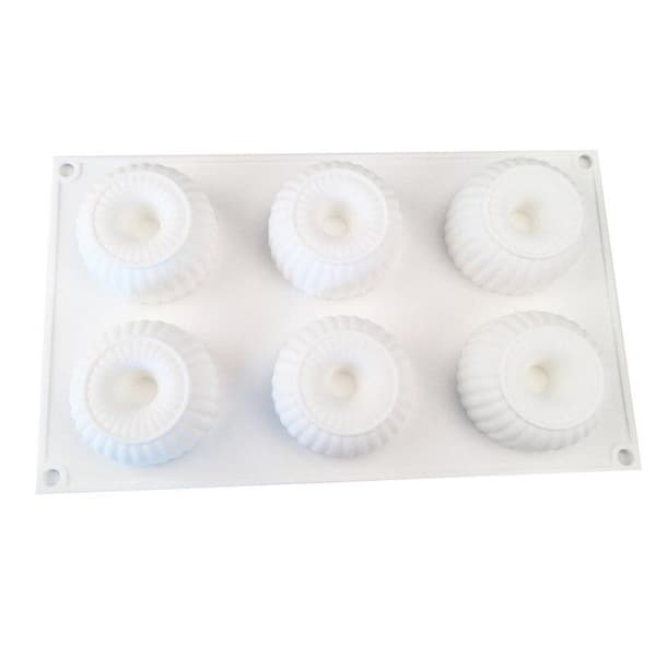 Mini Raggio Bølgete Smultringer 6 stk Silikonform Bakeform Mousseform Vit white