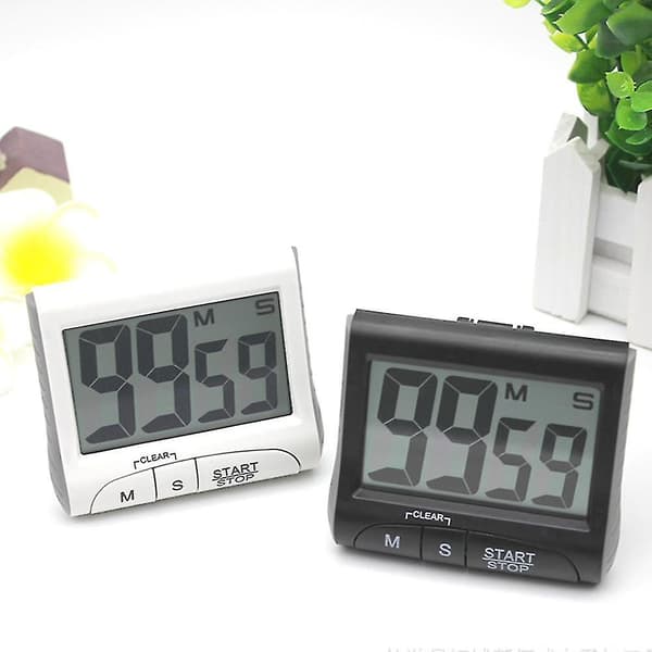 3 \" Stor display - Digital timer Magnetisk baksida Högt alarm På ett rep-matlagningstimer-26（Vit）