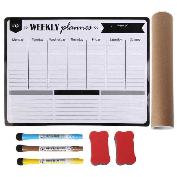 Weekly Planner Whiteboard with Magnets - Memo Block Calendar & Refrigerator Organizer-FA-
