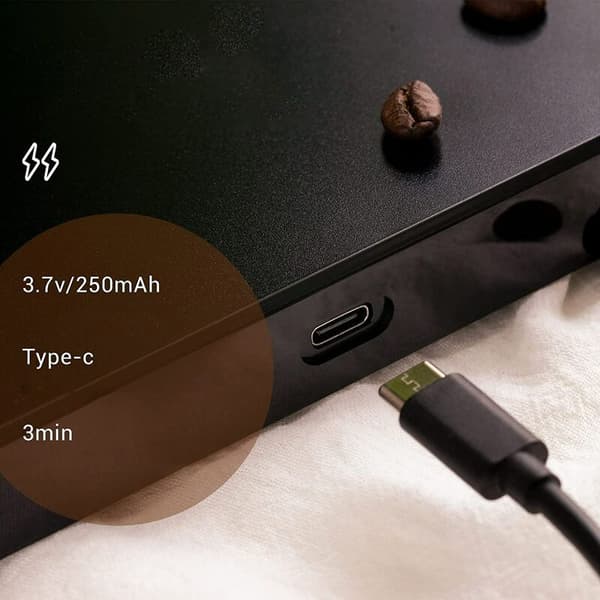 Elektronisk køkkenvægt, 3 kg/0,1 g (kilogram), USB-genopladelig, LCD-display, Sort