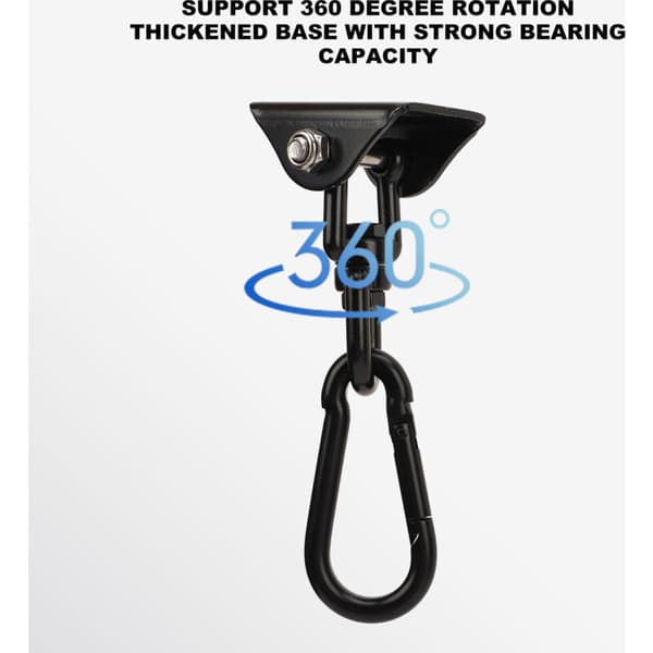 360° Rotating Stainless Steel Hanging Hook Set for Outdoor Use, Black - Compatible with Most Hammocks