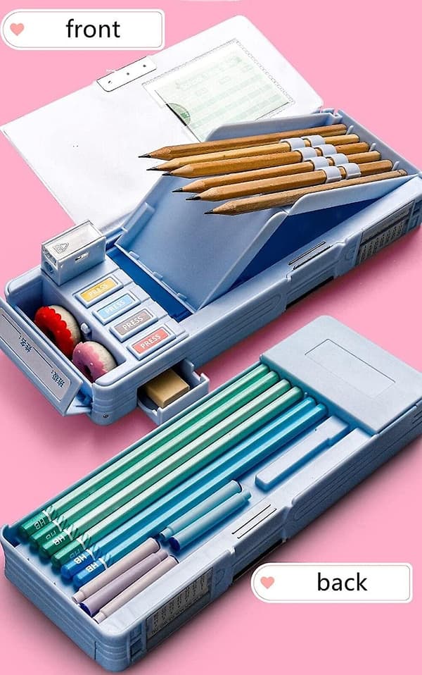 Multifunctional Pencil Case High-tech Cool Boy Automatic Pencil Case Children Primary School Students With Creative Large Capacity Pencil Case (double