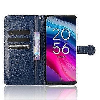 Honeycomb Dot Tekstur Skinn Telefonveske (For TCL 50SE Blå)