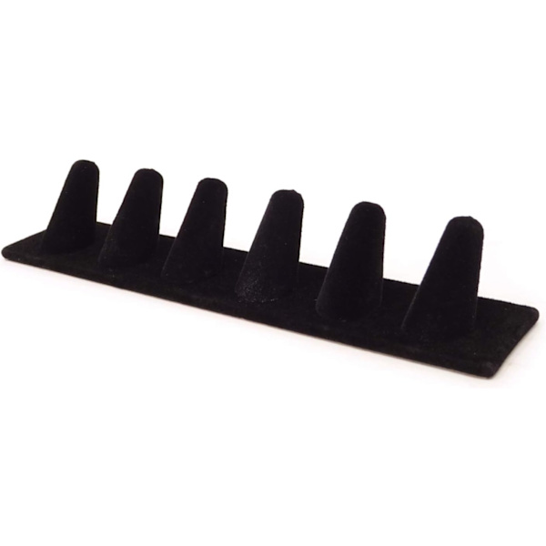 1 stk. Sort Fløjl 6 Finger Ring Display Stand Organizer