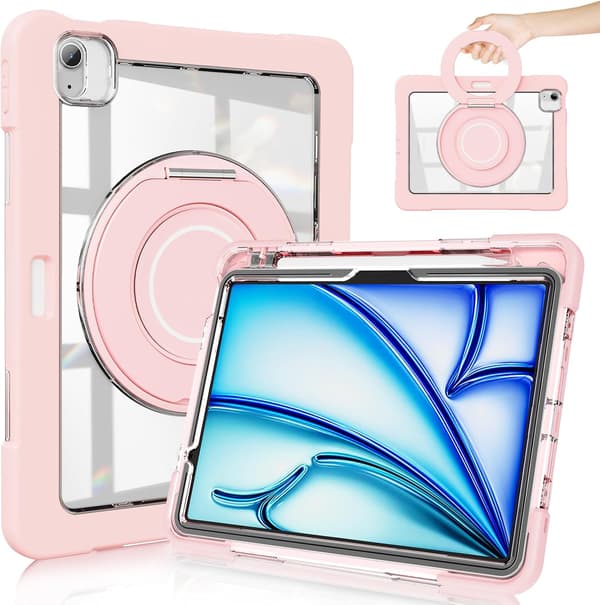 Fodral för iPad Pro 13 (2024) med pennhållare (rosa)