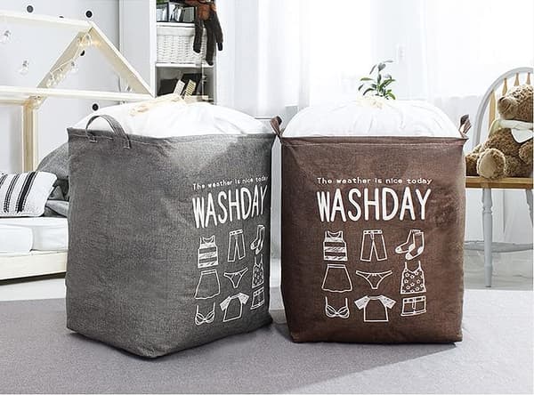 Large Laundry Hamper, Quilt, Clothes, Toys and Sundries Storage Bag, Dustproof Drawstring Opening, Foldable Brown Brown