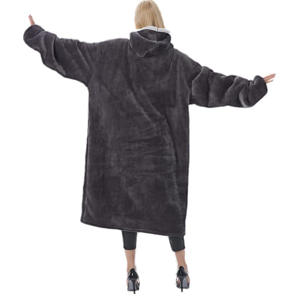 Hettegenser-pledd med ermer, lang herre Sherpa koselig genser, varmt oversized hettegenser-pledd, dame fluffy hettegenser-pledd, Snuggie koselig