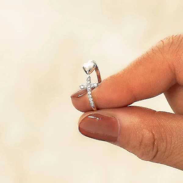 Jeg tror på dig Ring Legering Ring Justerbar Åben Ring Til Fint Smykke, Hvidguld
