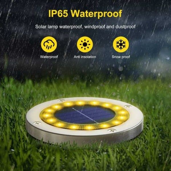 Solcellelamper udendørs, 4-pak 16 LED Solcellelamper Udendørsbelysning IP65 Vandtæt Trådløs Rustfri Spotlight