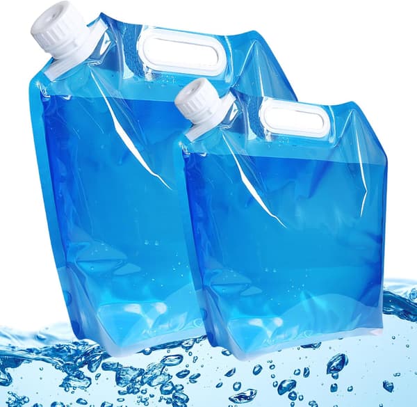 2-pack 10L+5L hopfällbar dricksvattenbehållare förvaringsväska för camping vandring picknick BBQ (blå)