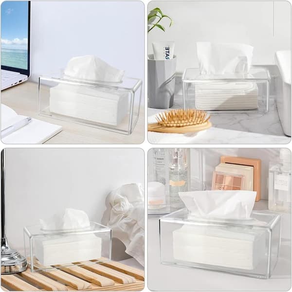 Napkin Holder Transparent Rectangular Napkin Dispenser Napkin Box with Lid, Acrylic Napkin Storage Box for Home,