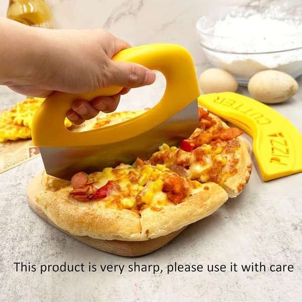 pc Pizzakutter med lokk, deigskrape, pizzaredskap, skarp matpizzaspade, gult kjøkkentilbehør for grilling av deigmat