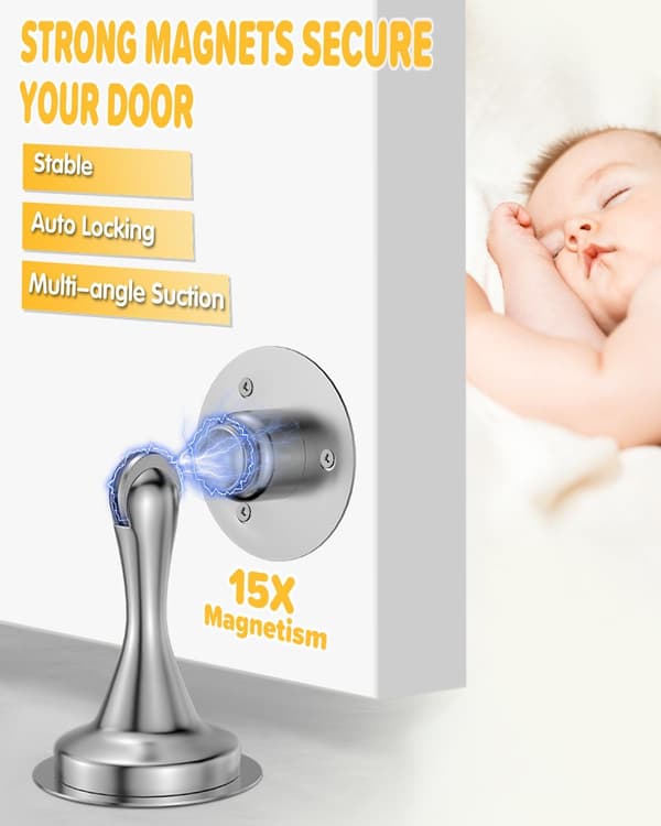 Dörrstopp Magnetisk - Patio Dörrstopp Inomhus för Golv, Självhäftande, Väggmonterad - 1-pack